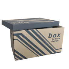 Archiváló konténer karton doboz fedeles 52x35x30cm, külön záródó levehető fedéllel Fornax