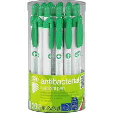 Golyóstoll nyomógombos antibakteriális műanyag test, 0,8mm, Ico, írásszín kék