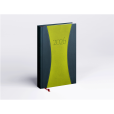 Határidőnapló Prémium A A/5, napi krémszínű lapokkal zöld Realsystem 2026.