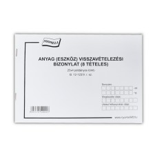 Készlet visszavételezési bizonylat 8 tételes 25x4 lapos tömb A/5 fekvő B.12-123/V Bluering