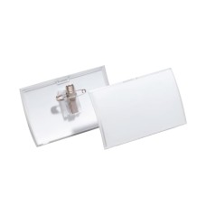 Névkitűző 90x54mm, kombi klippel, 25 db/csomag, Durable Click Fold áttetsző