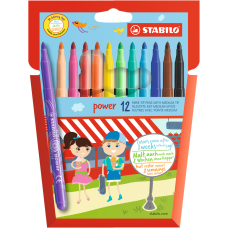 Rostirón, filctoll készlet, vízbázisú vastag hegyű Stabilo Power 280/12, 12 klf. Szín