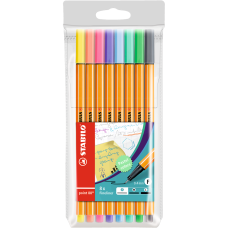 Rostirón, tűfilc készlet, 0,4mm, STABILO Point 88, 8 klf. pasztell szín