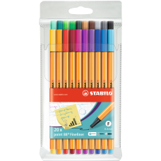 Rostirón, tűfilc készlet, 0,4mm, 8820 Stabilo Point 88, 20 klf. szín