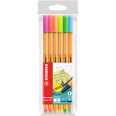 Rostirón, tűfilc készlet, 0,4mm, Stabilo Point 88, 6 klf. szín