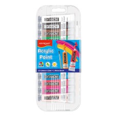 Akril festék, 12 x 12 ml, műanyag dobozban, Keyroad, vegyes színek Akril festék, 12 x 12 ml, műanyag dobozban, Keyroad, vegyes színek