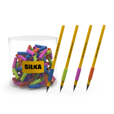 Ceruza markolat, spirál, szilikon, csillám, 72 db/display, Silka