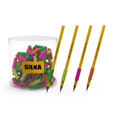 Ceruza markolat, spirál, szilikon, neon, 72 db/display, Silka