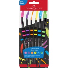 Ecsetkészlet 2,4,6,8,10,12 puha tapintású kerek/lapos Faber-Castell 6klf. fekete szín Ecsetkészlet 2,4,6,8,10,12 puha tapintású kerek/lapos Faber-Castell 6klf. fekete szín