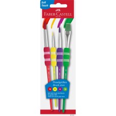 Ecsetkészlet 2,6,10,12, puha tapintású kerek/lapos végű Faber-Castell 4klf. szín Ecsetkészlet 2,6,10,12, puha tapintású kerek/lapos végű Faber-Castell 4klf. szín