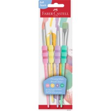 Ecsetkészlet 4,8,10,12, puha tapintású pasztell kerek/lapos Faber-Castell 4klf. szín Ecsetkészlet 4,8,10,12, puha tapintású pasztell kerek/lapos Faber-Castell 4klf. szín