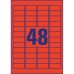 Etikett címke, 45,7 x21,2mm, univerzális visszaszedhető, 48 címke/ív, 20 ív/doboz, Avery piros
