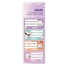 Füzetcímke 12db-os, Cica, vegyes minták, Nebulo