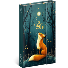 Határidőnapló mágnessel záródó, heti, fehér lapokkal Fox 130x210 mm, Presco