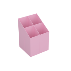 Írószertartó 4 rekeszes négyszögletű műanyag, Ico pasztell rózsaszín