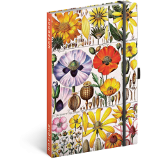 Keménytáblás notesz krémszínű lapokkal, pontozott, leszorító gumiszalaggal Herbal 130x210mm, Presco Keménytáblás notesz krémszínű lapokkal, pontozott, leszorító gumiszalaggal Herbal 130x210mm, Presco