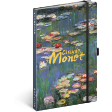 Keménytáblás notesz krémszínű lapokkal, vonalas, leszorító gumiszalaggal Claude Monet 130x210mm, Presco Keménytáblás notesz krémszínű lapokkal, vonalas, leszorító gumiszalaggal Claude Monet 130x210mm, Presco