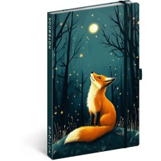 Keménytáblás notesz krémszínű lapokkal, vonalas, leszorító gumiszalaggal Fox 130x210mm, Presco Keménytáblás notesz krémszínű lapokkal, vonalas, leszorító gumiszalaggal Fox 130x210mm, Presco