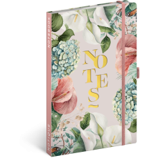 Keménytáblás notesz krémszínű lapokkal, vonalas, leszorító gumiszalaggal Lilium 130x210mm, Presco Keménytáblás notesz krémszínű lapokkal, vonalas, leszorító gumiszalaggal Lilium 130x210mm, Presco