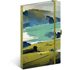 Keménytáblás notesz krémszínű lapokkal, vonalas, leszorító gumiszalaggal Painting 130x210mm, Presco Keménytáblás notesz krémszínű lapokkal, vonalas, leszorító gumiszalaggal Painting 130x210mm, Presco