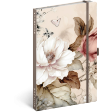 Keménytáblás notesz krémszínű lapokkal, vonalas, leszorító gumiszalaggal Powder Flower 130x210mm, Presco Keménytáblás notesz krémszínű lapokkal, vonalas, leszorító gumiszalaggal Powder Flower 130x210mm, Presco