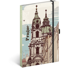 Keménytáblás notesz krémszínű lapokkal, vonalas, leszorító gumiszalaggal Prague 130x210mm, Presco Keménytáblás notesz krémszínű lapokkal, vonalas, leszorító gumiszalaggal Prague 130x210mm, Presco