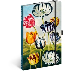Keménytáblás notesz krémszínű lapokkal, vonalas, leszorító gumiszalaggal Tulips 130x210mm, Presco Keménytáblás notesz krémszínű lapokkal, vonalas, leszorító gumiszalaggal Tulips 130x210mm, Presco