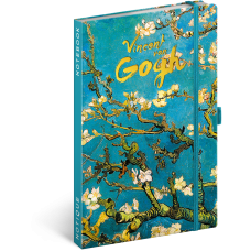 Keménytáblás notesz krémszínű lapokkal, vonalas, leszorító gumiszalaggal Vincent van Gogh 130x210mm, Presco Keménytáblás notesz krémszínű lapokkal, vonalas, leszorító gumiszalaggal Vincent van Gogh 130x210mm, Presco