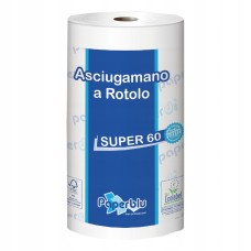 Kéztörlő 2 rétegű tekercses átmérő: 14 cm 100% cellulóz 200 lap/60 m/tekercs SUPER 60 Paperdi_RI8M060 fehér