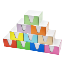 Kockatömb 9x9x6cm, színes karton doboz tartóban Bluering® fehér