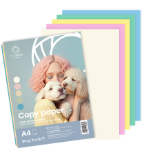 Másolópapír, színes, vegyes színek A4, 80 g Bluering® 5x20 ív/csomag, pasztell mix