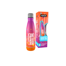 Palack, thermo, beépített bluetooth hangszóróval 460 ml rózsa-narancs, Nebulo