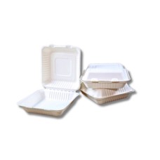 Papírdoboz ételes 1 részes HP4, 23 x 23 x 8 cm komposztálható cukornád 100 db/csomag, natúr