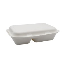 Papírdoboz ételes 2 részes HP3, 23 x 15 x 8 cm komposztálható cukornád 125 db/csomag, natúr