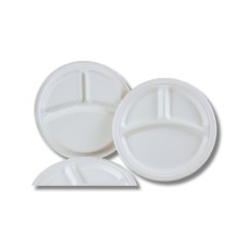 Tányér lapos D 25,4 cm 3 részes komposztálható cukornád 125 db/csomag, natúr