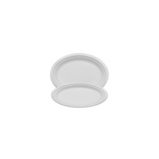 Tányér lapos ovális 25,4 x 19,05 cm komposztálható cukornád 125 db/csomag, natúr