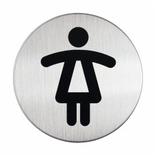 Piktogram, információs tábla, átmérő 83mm, Női WC Durable ezüst