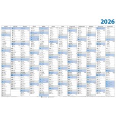 Plakátnaptár 980 × 680 mm, fehér lapokkal kék ívben Dayliner 2027. Plakátnaptár 980 × 680 mm, fehér lapokkal kék ívben Dayliner 2027.