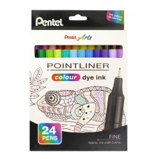 Rostirón, tűfilc készlet, 0,4 mm, Pentel Pointliner 24 klf. szín