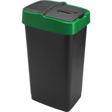Szemetes kuka billenő fedéllel műanyag 60 literes fekete/zöld