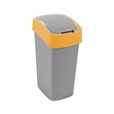 Szemeteskuka billenő fedéllel műanyag 45 literes Curver ezüst-sárga