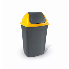 Szemeteskuka billenő fedéllel műanyag 50 literes UP013S antracit-sárga