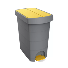 Szemeteskuka pedálos műanyag 60 literes Pelikán Slim eco antracit színű sárga tetővel UP232-214