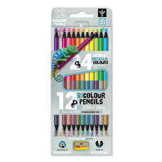 Színes ceruza készlet, kétvégű , 12/24, hegyezővel Ars Una 24 klf. neon/metál szín,