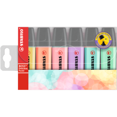 Szövegkiemelő készlet 2-5mm, vágott hegyű STABILO Boss original Pastel, 6 klf. szín