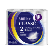 Toalettpapír 2 rétegű kistekercses 100% cellulóz 100 lap/tekercs 24 tekercs/csomag Müller Classic