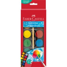 Vízfesték készlet 30mm-es festék gombokkal + ecset Faber-Castell 12klf. szín Vízfesték készlet 30mm-es festék gombokkal + ecset Faber-Castell 12klf. szín