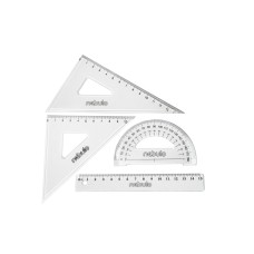 Vonalzókészlet, 15 cm egyenes vonalzó, szögmérő, 45° 13 cm és 60° 18 cm háromszög vonalzó, 4 db/bliszter Educa