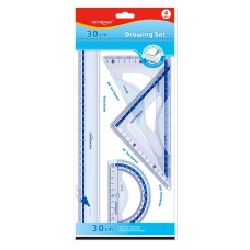 Vonalzókészlet, 30 cm, vonalzó, szögmérő, 45° és 60° háromszög vonalzók 4 db/bliszter Keyroad Vonalzókészlet, 30 cm, vonalzó, szögmérő, 45° és 60° háromszög vonalzók 4 db/bliszter Keyroad
